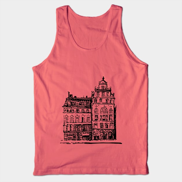 Old house. Black contour linear pattern. Tank Top by ElizabethArt